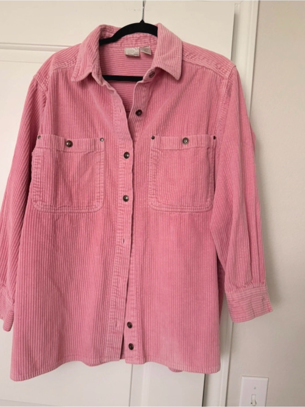 Roaman's Pink Corduroy Button-Up Shirt